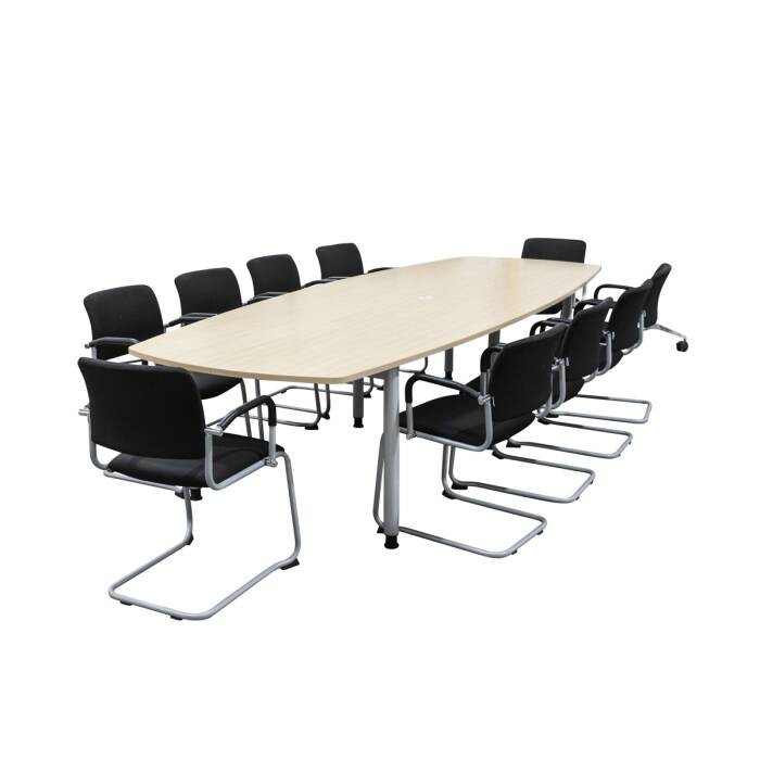 Konferenztisch / Werndl / ahorn / Bootsform 320 x 120 cm