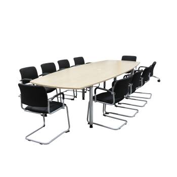 Konferenztisch / Werndl / ahorn / Bootsform 320 x 120 cm