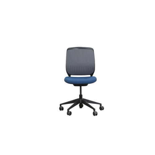 Konferenzstuhl / Arbeitsstuhl für Home Office / Steelcase "cobi" / Netzrücken anthrazit / Sitz blau
