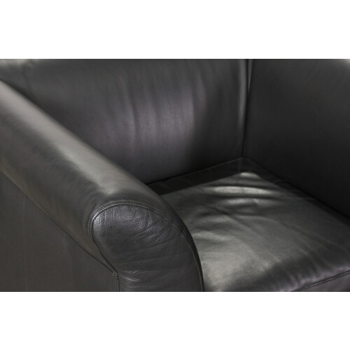 Lounge-Set / Dema "Ottomanne" / 2-Sitzer und Sessel/ Leder schwarz