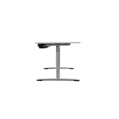 Schreibtisch / Oka "DeskLine 10 Jump 2.0" / lichtgrau / 180 x 80 cm / eckiger Fuß / 2 Kabelauslässe