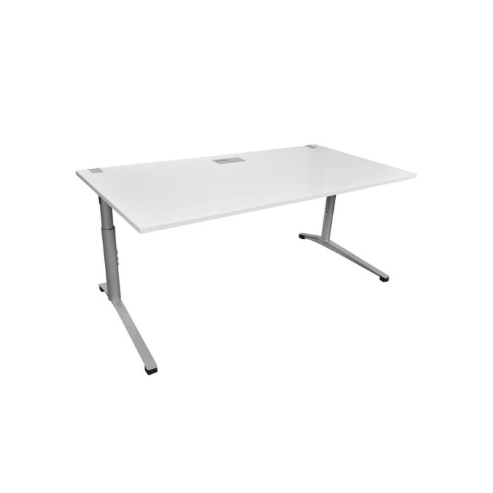 Schreibtisch / Steelcase / weiß / 180 x 90 cm / 2 eckige Kabelauslässe / eckiger Kabeldurchlass