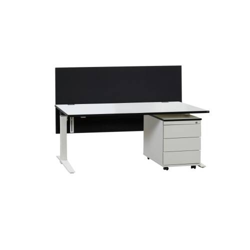 Schreibtisch / "TALO.S" / weiß mit schwarzem Umleimer / 160 x 80 cm inkl. Aufsatz-Trennwand in schwarz