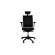 Bürodrehstuhl "SIT XL Edition" mit Kopfstütze in Leder und Fußkreuz Kunststoff, schwarz
