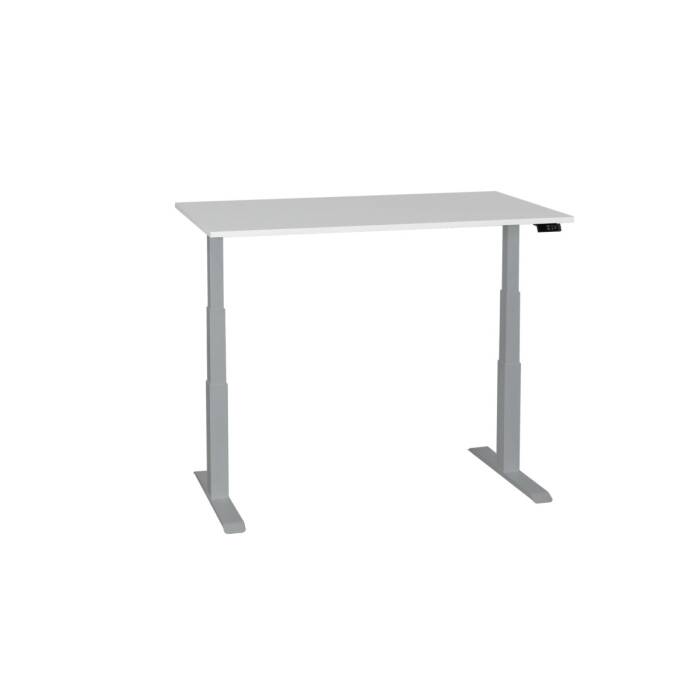 Steh-Sitz-Schreibtisch / Memory Display / elektrisch höhenverstellbar / 140 x 80 cm / Gestell Aluminium (RAL 9006)
