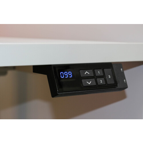 Steh-Sitz-Schreibtisch / Memory Display / elektrisch höhenverstellbar / 160 x 80 cm / Gestell schwarz (RAL 9005)
