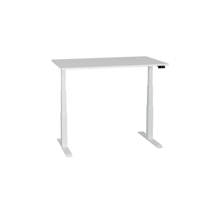 Steh-Sitz-Schreibtisch / Memory Display / elektrisch höhenverstellbar / 180 x 80 cm / Gestell weiß (RAL 9010)