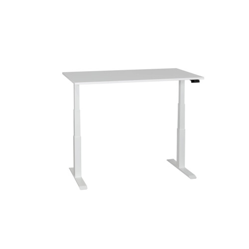Steh-Sitz-Schreibtisch / Memory Display / elektrisch höhenverstellbar / 180 x 80 cm / Gestell weiß (RAL 9010)