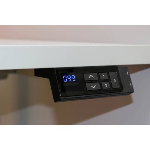 Steh-Sitz-Schreibtisch / Memory Display / elektrisch höhenverstellbar / 180 x 80 cm / Gestell schwarz (RAL 9005)