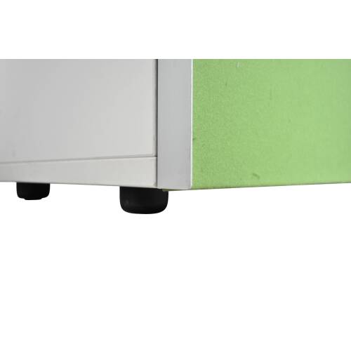 Sideboard / weiß / Schwebetür Stoffbezug grün / 3 Ordnerhöhen / 160 cm