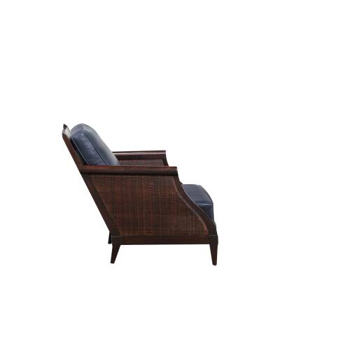 Clubsessel / John Hutton "Soft Breeze Club Chair" / Rattan / Leder blau