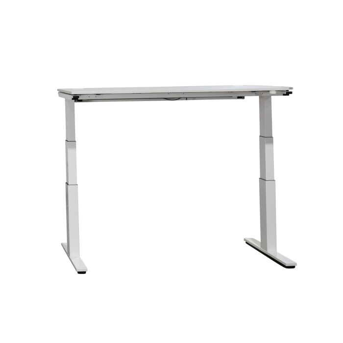 Steh-Sitz-Schreibtisch / Wini Winea Eco / weiß / 160 x 80 cm / T-Fuß weiß