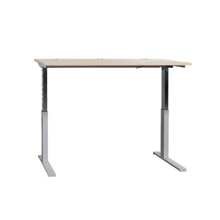 Steh-Sitz-Schreibtisch über Gasdruckfeder  / Steelcase / ahorn / 160 x 80 cm / C-Fuß silber / Höhe bis 116,5 cm
