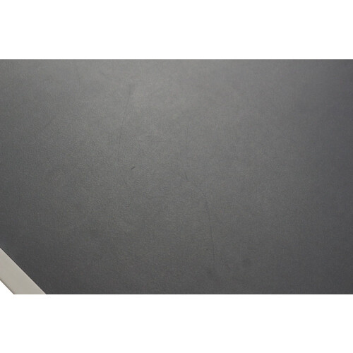 Schreibtisch / USM "Kitos" / Linoleum dunkelblau, Umleimer grau / 199,5 x 89,5 cm / CPU-Halter