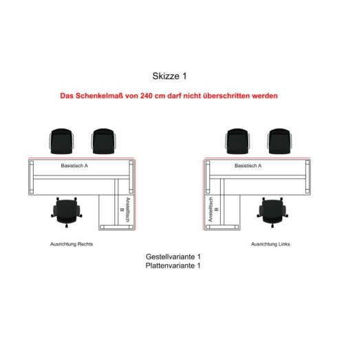 90° Steh-Sitz-Winkelkombination / Memory Display / elektrisch höhenverstellbar in verschiedenen Ausführungen