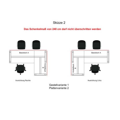 90° Steh-Sitz-Winkelkombination / Memory Display / elektrisch höhenverstellbar in verschiedenen Ausführungen