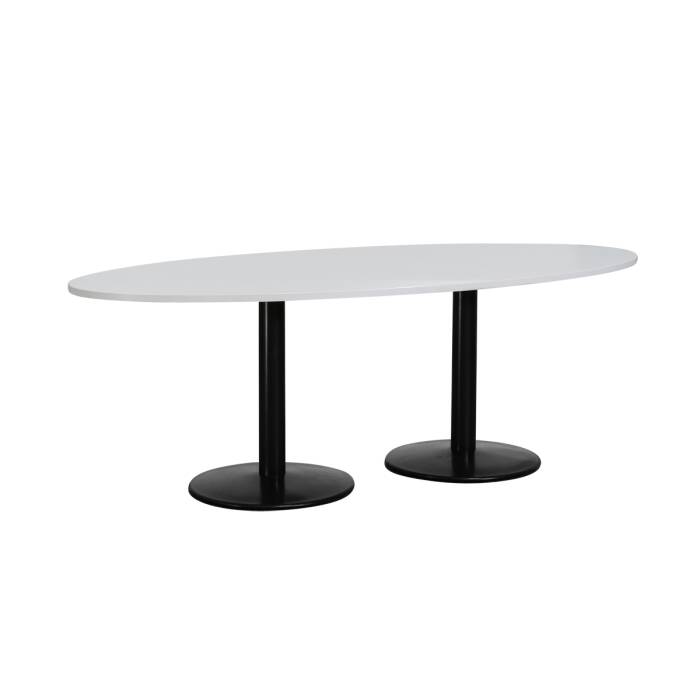 Konferenztisch / VS Brombel / wei / 210 x 100 cm / Tellerfe schwarz
