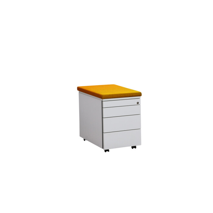 Rollcontainer / Ophelis / Schubladen / wei / 60 cm / Sitzkissen orange