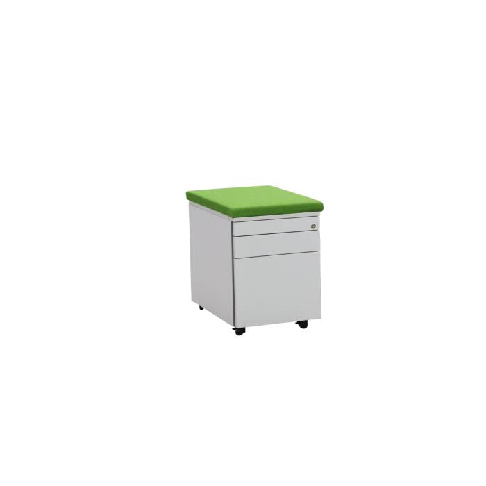 Rollcontainer / Ophelis / Privatfach / weiß / 60 cm - mit Sitzkissen grün