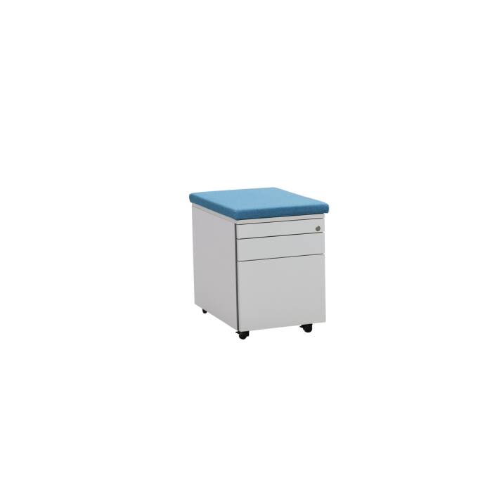 Rollcontainer / Ophelis / Privatfach / weiß / 60 cm - mit Sitzkissen blau