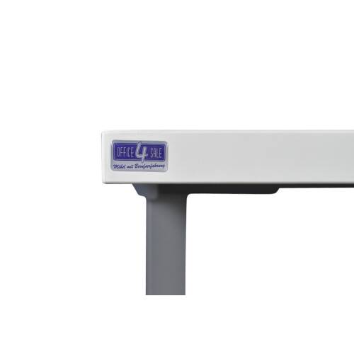 Steh-Sitz-Schreibtisch / Memory Display / elektrisch höhenverstellbar / weiß / 160 x 80 cm / Metall-Inlay weiß / Gestell Aluminium (RAL 9006)