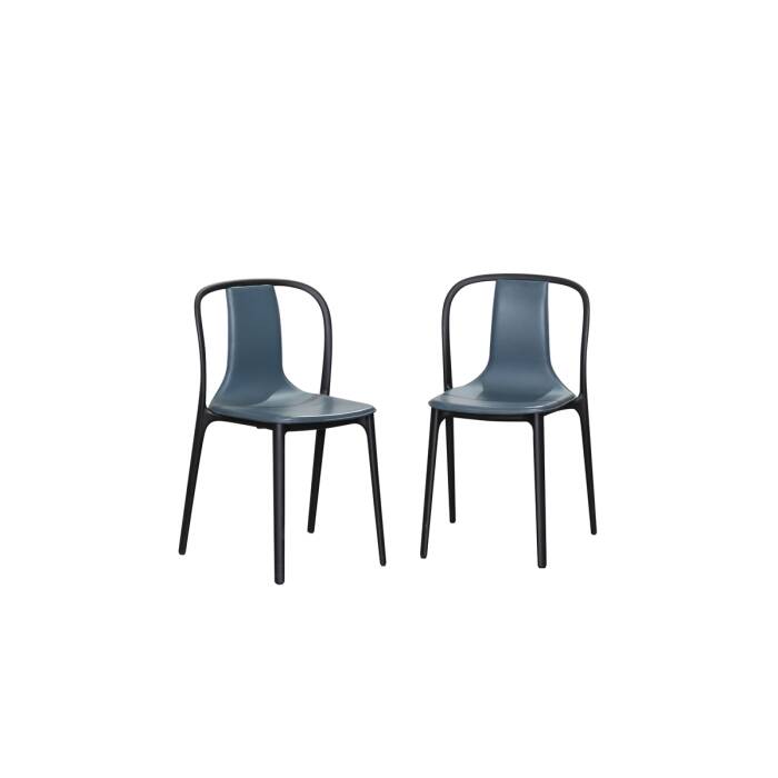 2er Set Besucherstuhl / vitra Belleville Chair / meerblau/schwarz
