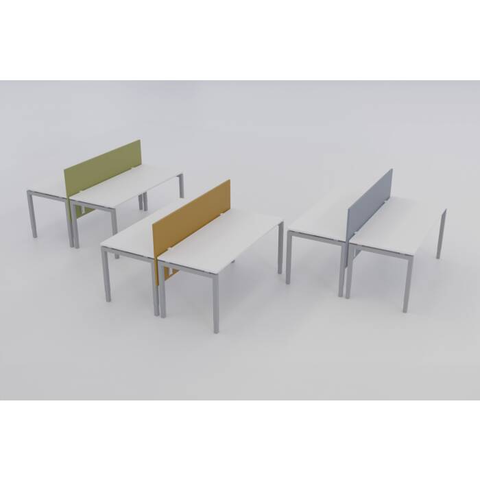 2er Callcenter / 2 x Schreibtisch Style / 180 x 80 cm / weiß / Gestellfarbe aluminium - in verschiedenen Ausführungen
