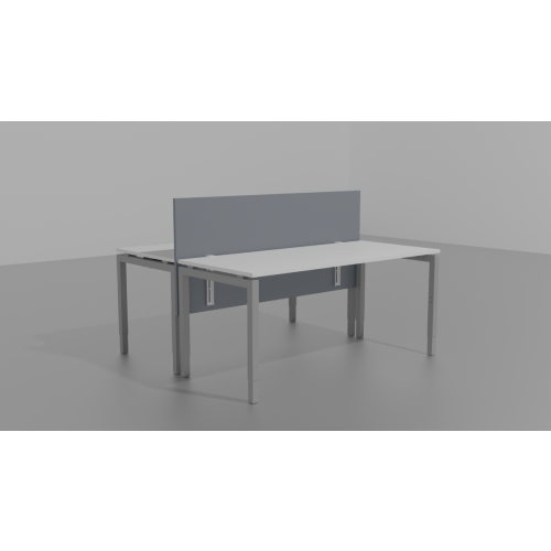 2er Callcenter / 2 x Schreibtisch "Style" / 180 x 80 cm / weiß / Gestellfarbe aluminium - in verschiedenen Ausführungen