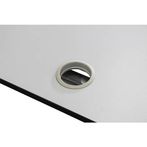 Schreibtisch / Schärf / grau / 200 x 80 cm / 2 Kabeldurchlässe / Gestell Seitenblenden