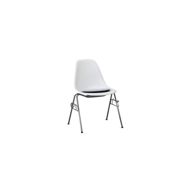 Stapelstuhl / Besucherstuhl / vitra Eames Plastic Side Chair DSS / reinweiß / Sitzkissen grau