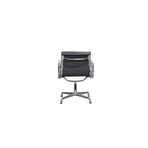 Konferenzstuhl / vitra "Aluminium Chair EA 208" / Soft Pad / Leder asphalt