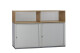 Doppel-Sideboard inkl. Aufsatz / Ophelis Pfalzmöbel / weiß / 3 Ordnerhöhen / Querrolllade mit Akustiklochung / Sockel weiß