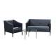 2-tlg. Loungeset / Sessel / Zweisitzer / Leder dunkelblau