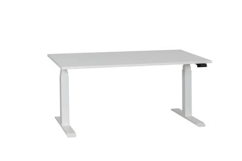 Steh-Sitz-Schreibtisch / Memory Display / elektrisch höhenverstellbar / 200 x 100 cm / Gestell weiß (RAL 9010)