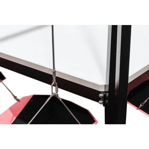 DUFFY London "Swing Table" / 8 Personen / Platte Fenix weiß / Gestell schwarz / Hängesessel rosa
