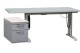 2-tlg. Arbeitsplatz / Steh-/Sitz-Schreibtisch / grau / Memory Display / Plattenüberstand links / Rollcontainer