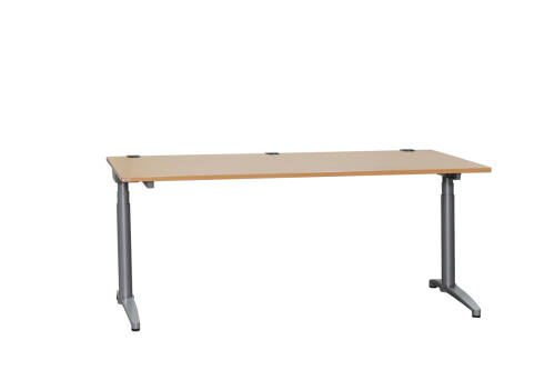 3-tlg. Arbeitsplatz / Assmann / buche/silbergrau / 1 x Steh-Sitz-Schreibtisch "Canvaro" 180 x 90 cm / 1 x Rollcontainer / 1 x Sideboard