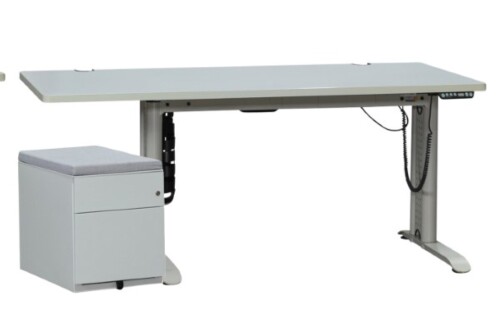 2-tlg. Arbeitsplatz / Steh-/Sitz-Schreibtisch mit Rollcontainer - verschiedene Ausführungen